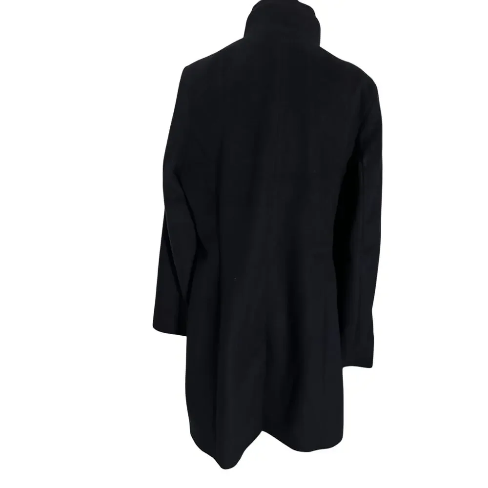 DKNY Walker Women's Coat Ruffle Wool Blend Stand Up Collar Overcoat - Picture 3 of 8
